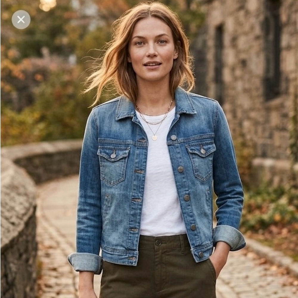 J. CREW Women’s Classic Denim Jean Jacket Light/Med. Blue Distressed Wash SIZE S - Picture 16 of 16
